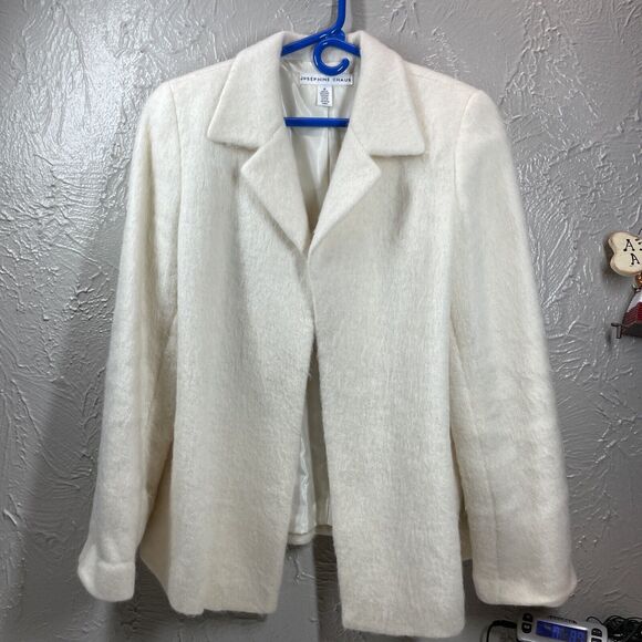 Women's Josephine Chaus Beige Open Front Wool Mohair Blazer Jacket Size 10 - Picture 1 of 6